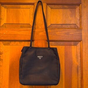 PRADA MILANO Shoulder Bag, Black Nylon.
